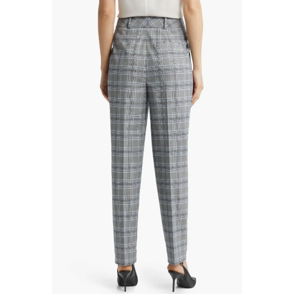 Nordstrom Womens High Waist Pleated Pants 10 Glen Plaid Black Blue Check Trouser - Picture 2 of 16